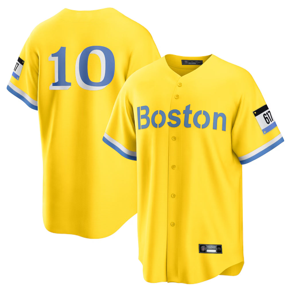 Boles B.Red Sox #10 Trevor Story Player Yellow Home Game Stitched Jerseys
