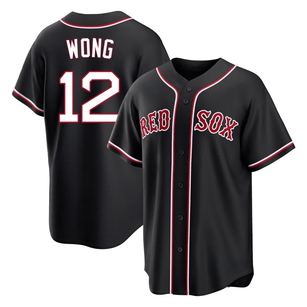 Boles B.Red Sox #12 Connor Wong Player Black Out Home Game Stitched Jerseys