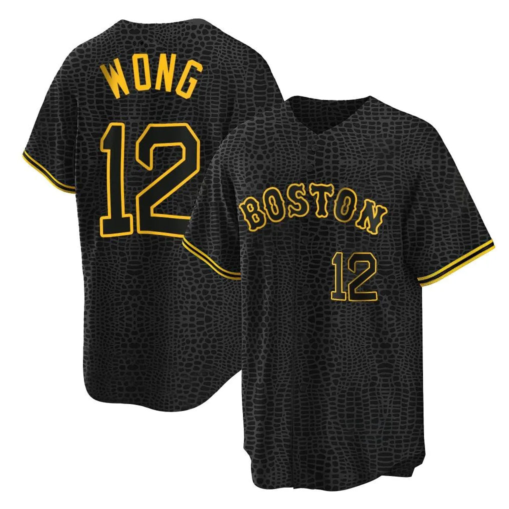 Boles B.Red Sox #12 Connor Wong Player Black Snake Skin City Home Game Stitched Jerseys