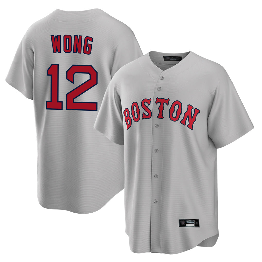 Boles B.Red Sox #12 Connor Wong Player Gray Road Home Game Stitched Jerseys