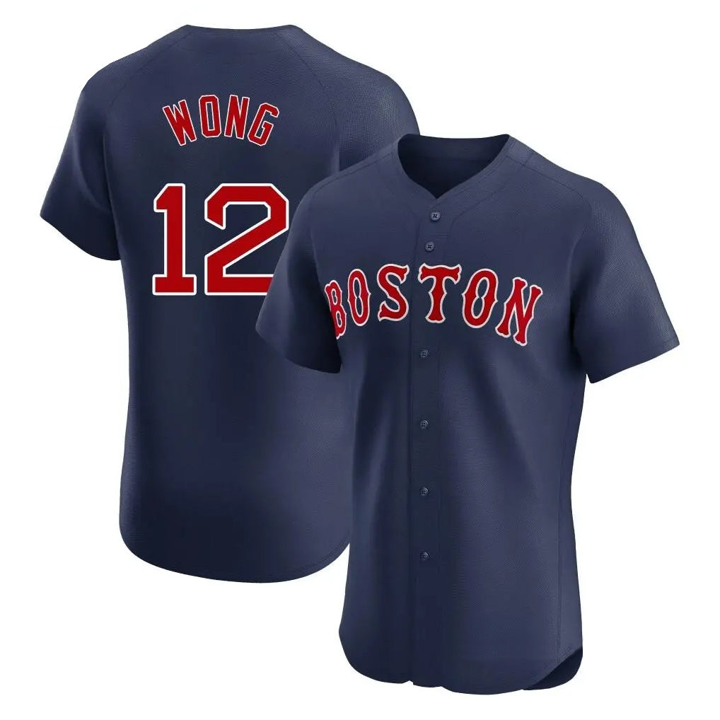 Boles B.Red Sox #12 Connor Wong Player Navy Limited Elite Home Game Stitched Jerseys