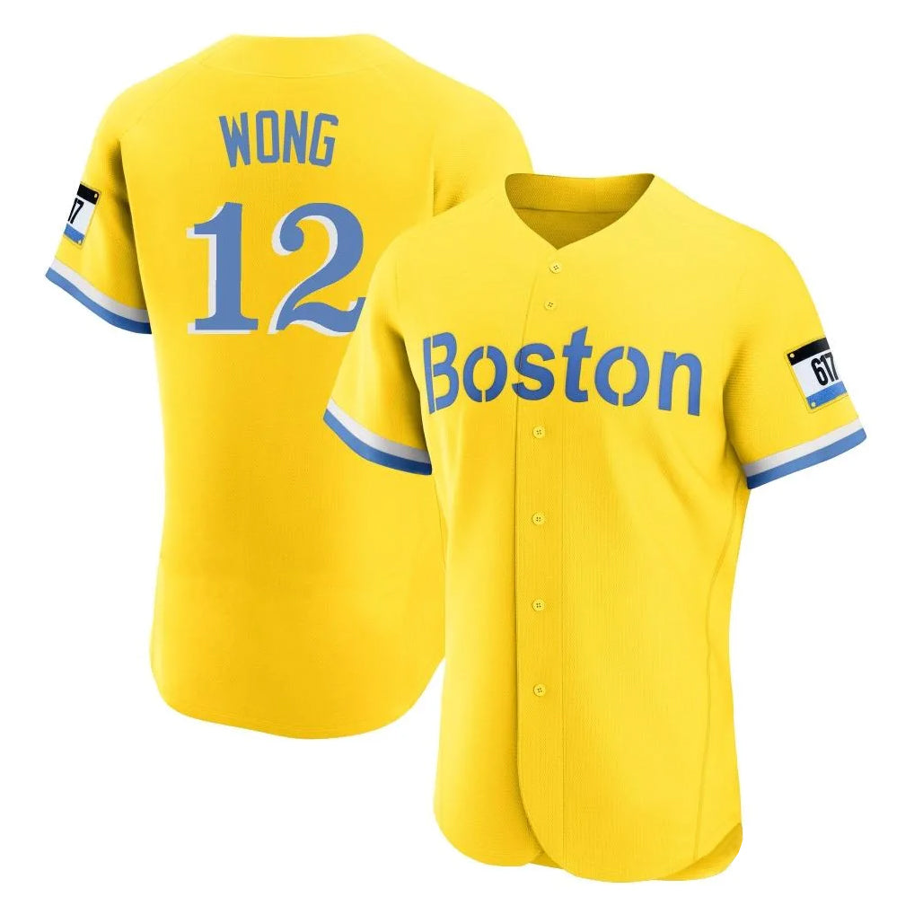 Boles B.Red Sox #12 Connor Wong Player Yellow Limited Elite Home Game Stitched Jerseys
