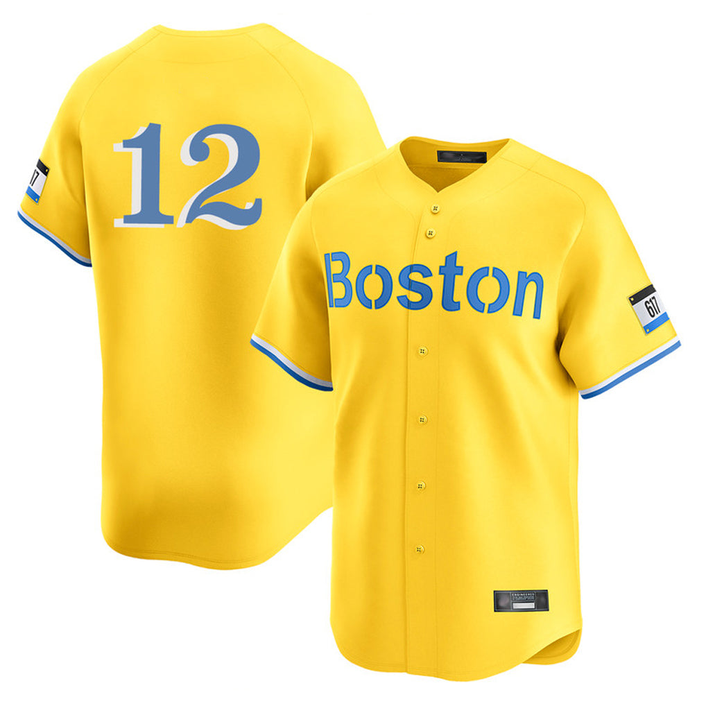 Boles B.Red Sox #12 Connor Wong Player Yellow Limited Home Game Stitched Jerseys