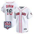 Boles B.Red Sox #16 Jarren Duran Player White USA 250 Fourth of July Limited Home Game Stitched Jerseys
