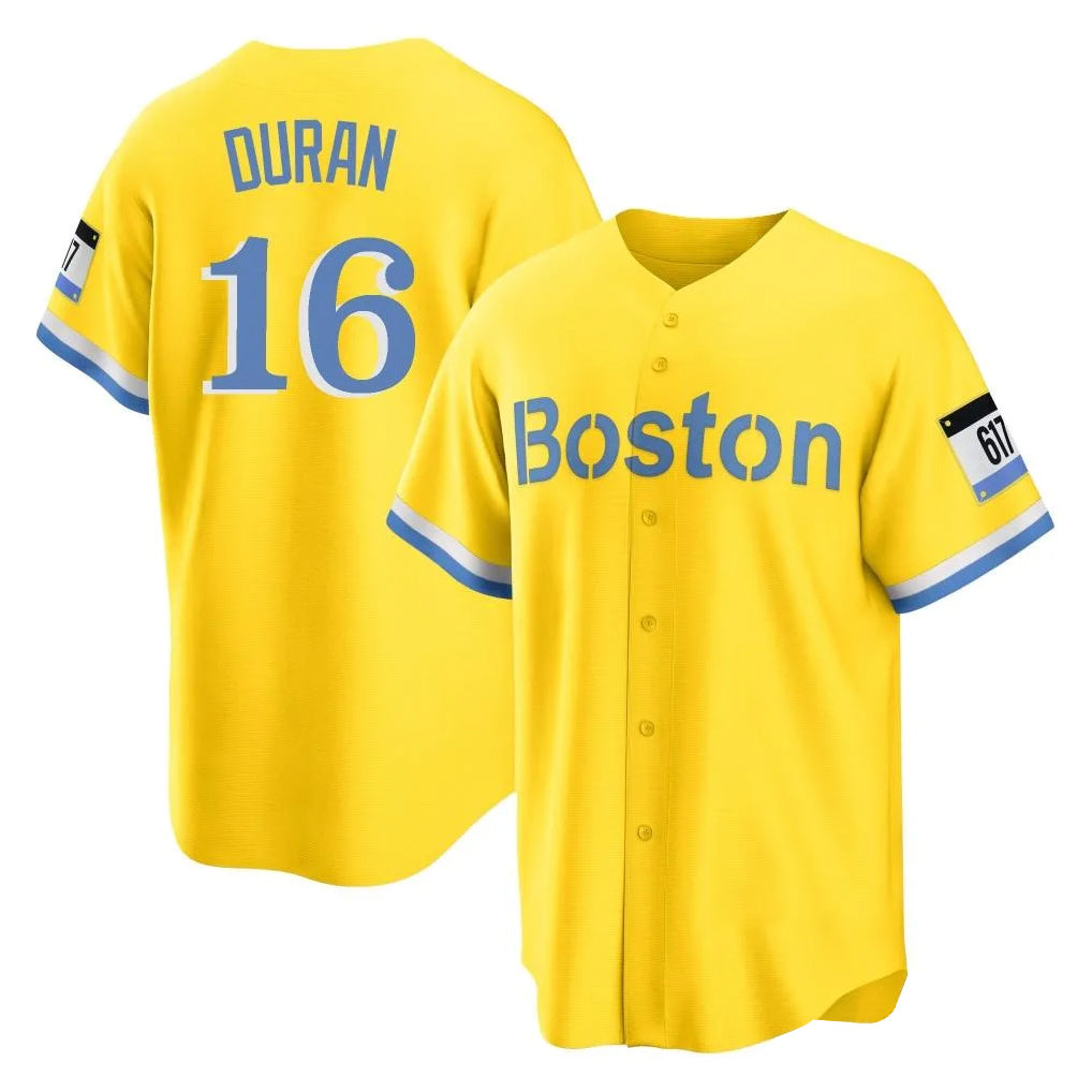 Boles B.Red Sox #16 Jarren Duran Player Yellow Home Game Stitched Jersey