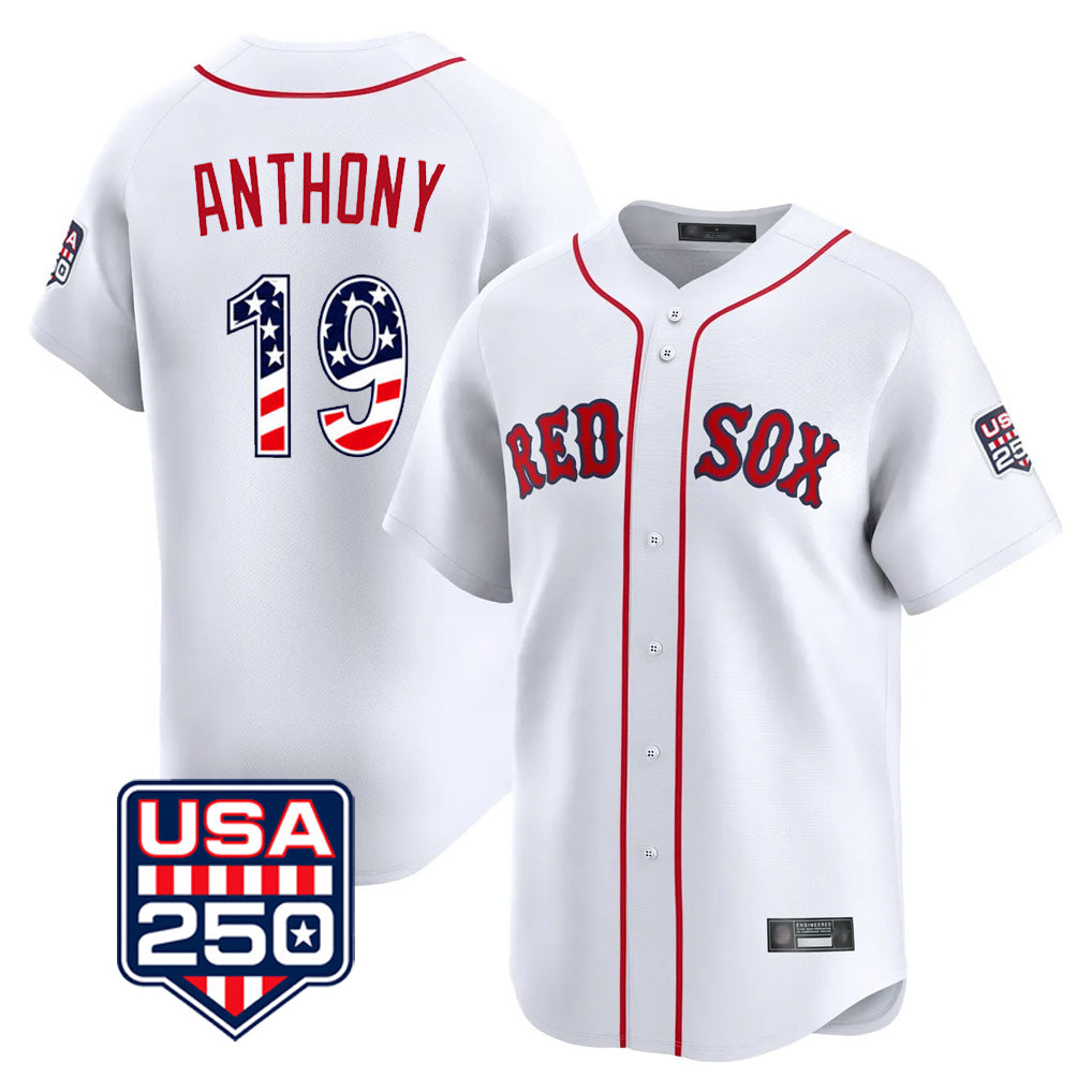 Boles B.Red Sox #19 Roman Anthony Player White USA 250 Fourth of July Limited Home Game Stitched Jerseys