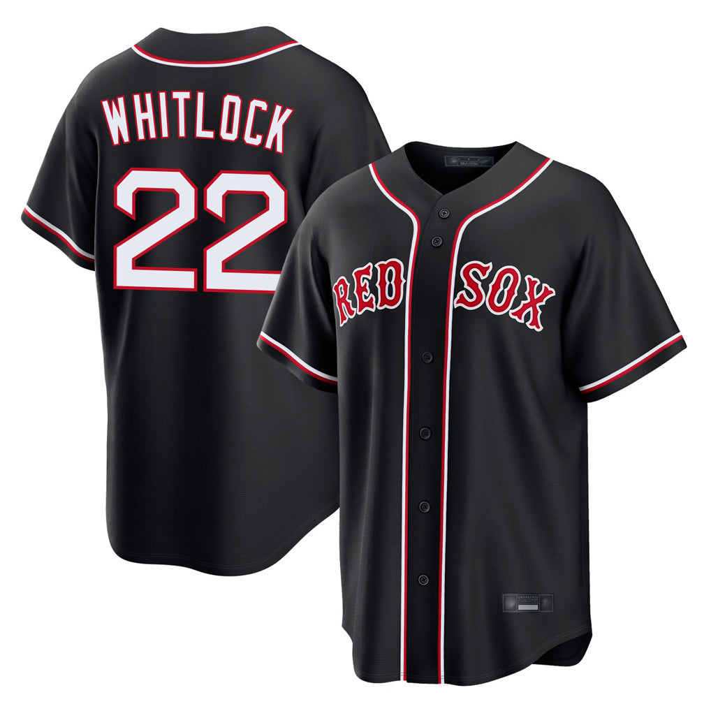 Boles B.Red Sox #22 Garrett Whitlock Player Black Out Home Game Stitched Jerseys