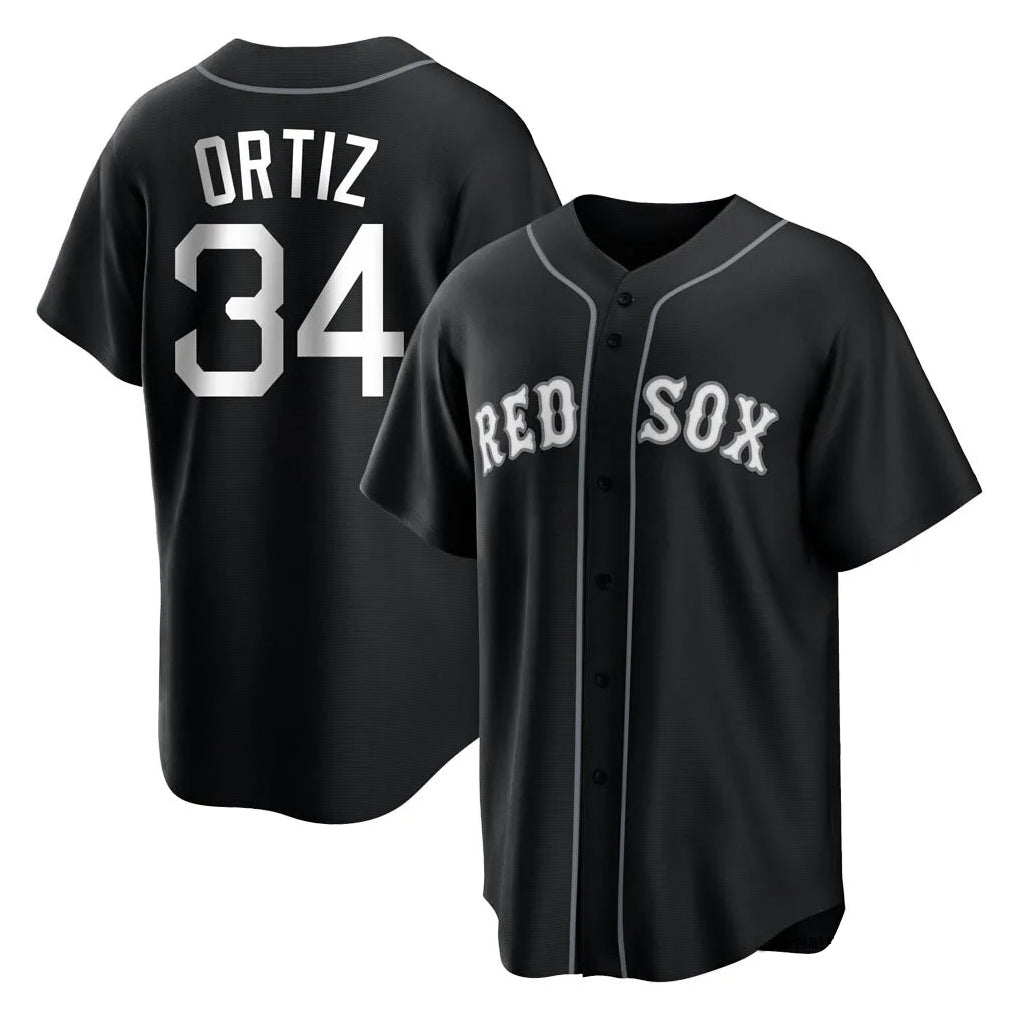 Boles B.Red Sox #34 David Ortiz Player Black Home Game Stitched Jerseys