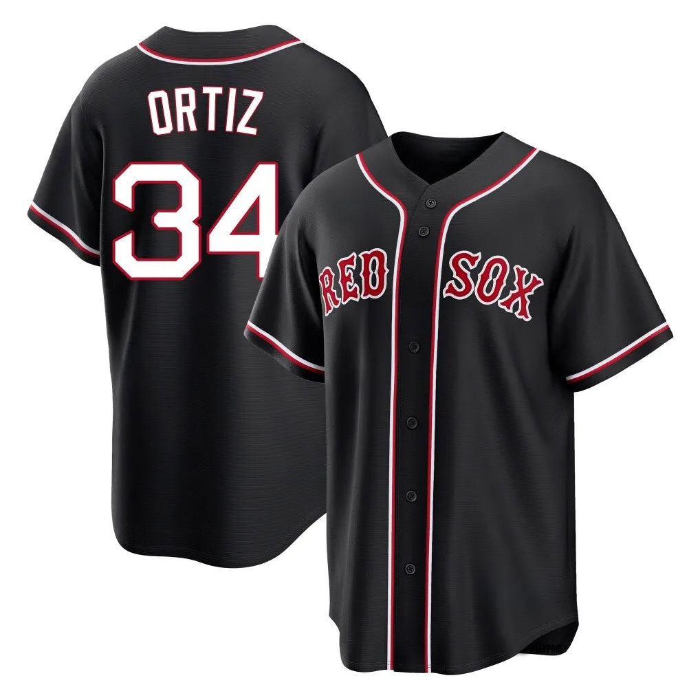Boles B.Red Sox #34 David Ortiz Player Black Out Home Game Stitched Jerseys