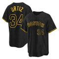 Boles B.Red Sox #34 David Ortiz Player Black Snake Skin City Home Game Stitched Jerseys