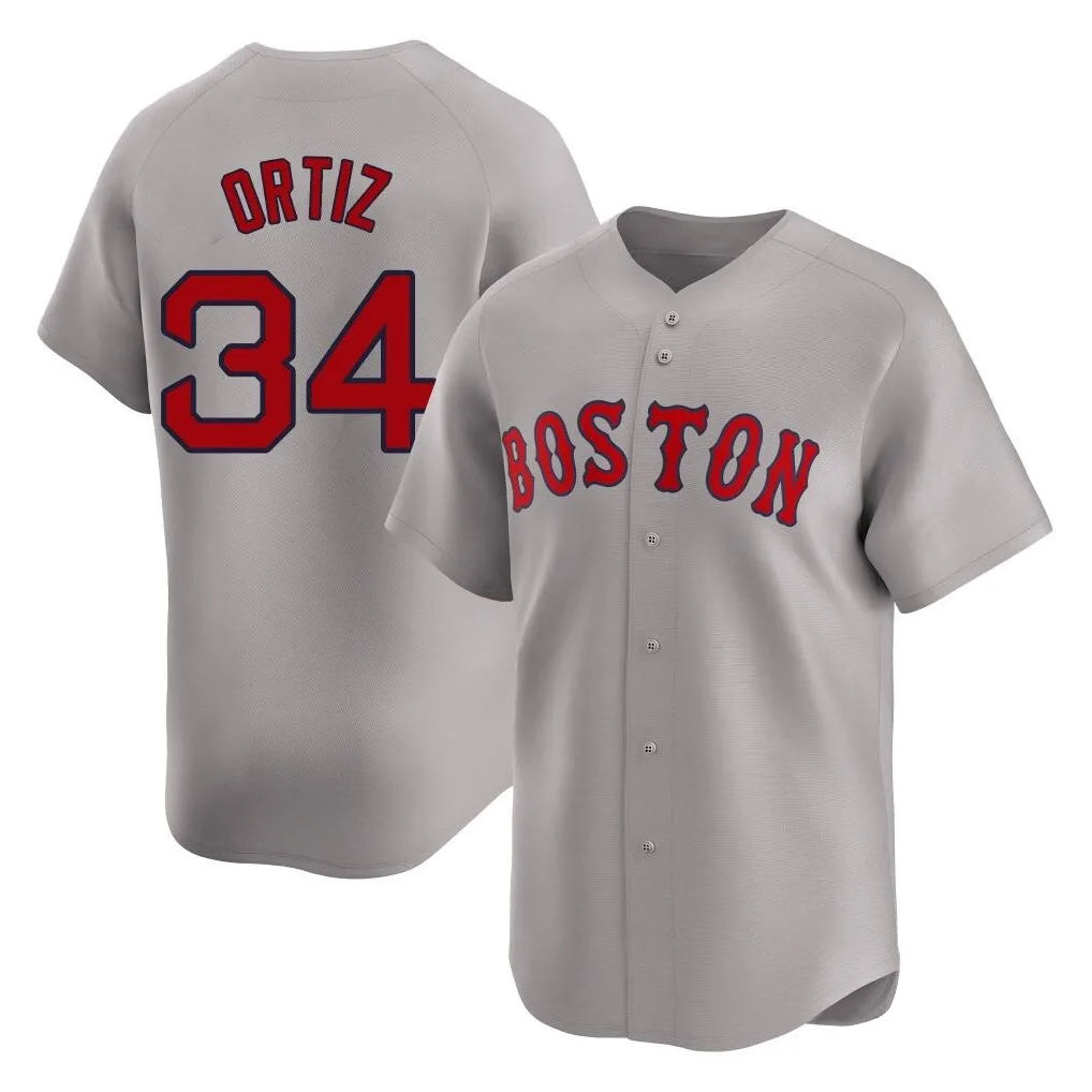 Boles B.Red Sox #34 David Ortiz Player Gray Road Limited Home Game Stitched Jerseys