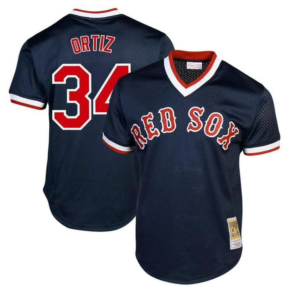 Boles B.Red Sox #34 David Ortiz Player Navy Cooperstown Collection Mesh T-shirt Home Stitched Jerseys