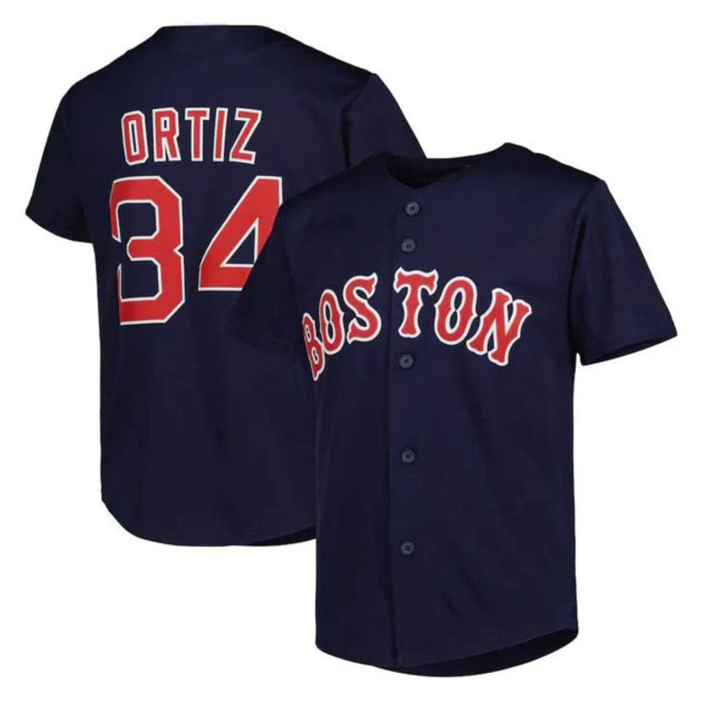 Boles B.Red Sox #34 David Ortiz Player Navy Mitchell & Ness Cooperstown Collection Mesh Home Stitched Jerseys