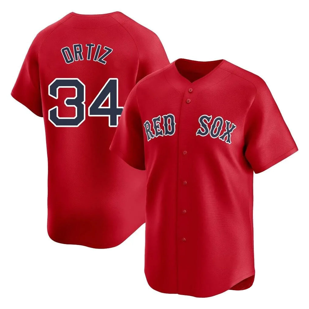 Boles B.Red Sox #34 David Ortiz Player Red Limited Home Game Stitched Jerseys