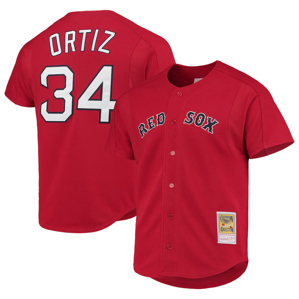 Boles B.Red Sox #34 David Ortiz Player Red Mitchell & Ness Cooperstown Collection Home Stitched Jerseys