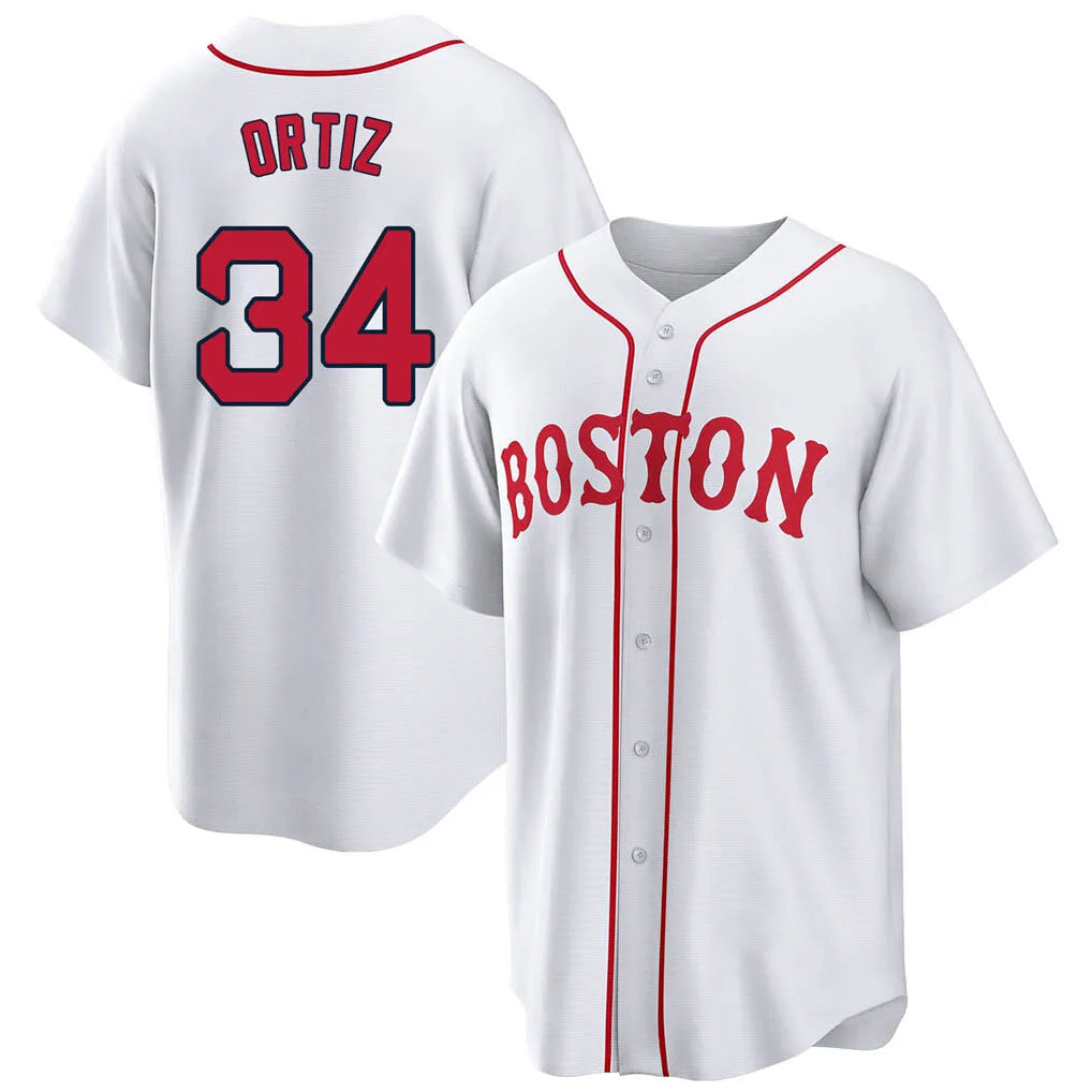 Boles B.Red Sox #34 David Ortiz Player White Game Home Stitched Jerseys