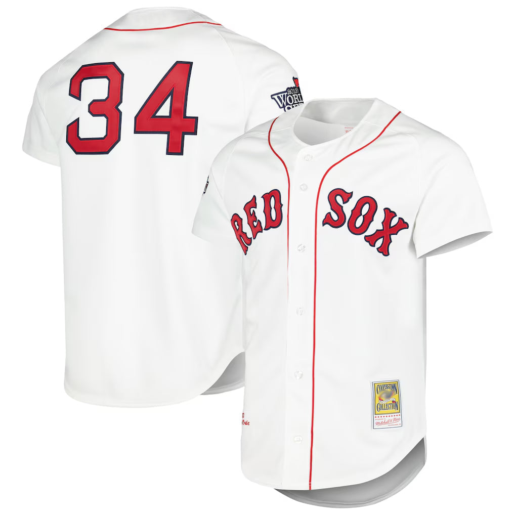 Boles B.Red Sox #34 David Ortiz Player White Mitchell & Ness Cooperstown Collection Mesh Home Stitched Jerseys