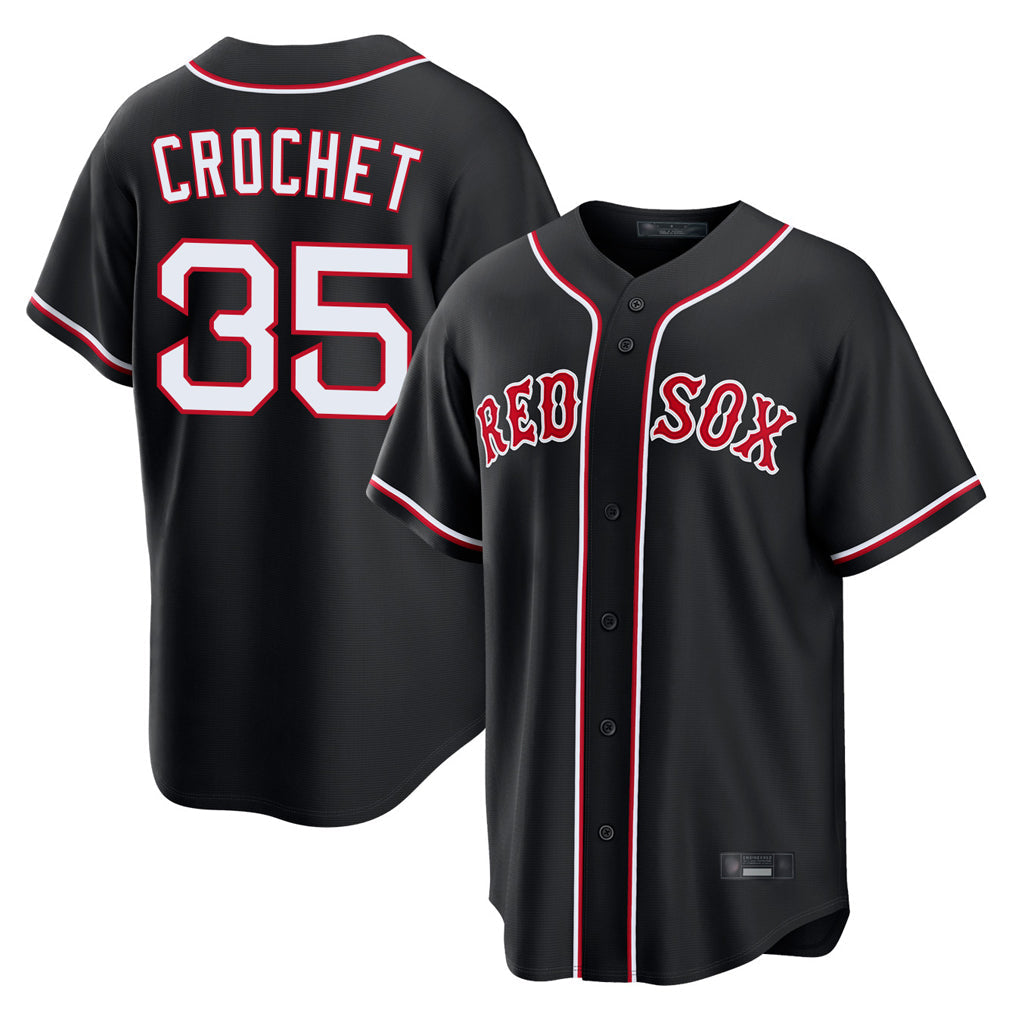 Boles B.Red Sox #35 Garrett Crochet Player Black Out Home Game Stitched Jerseys