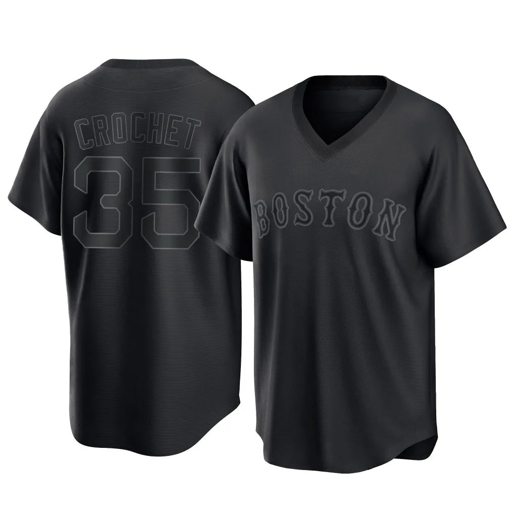 Boles B.Red Sox #35 Garrett Crochet Player Black T-shirt Home Game Stitched Jerseys