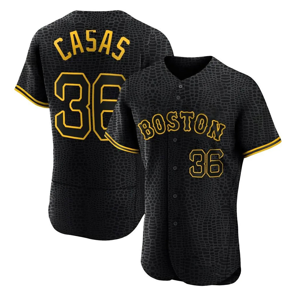 Boles B.Red Sox #36 Triston Casas Player Black Snake Skin City Limited Elite Home Stitched Jerseys