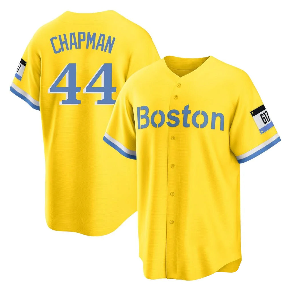 Boles B.Red Sox #44 Aroldis Chapman Player Yellow Home Game Stitched Jerseys