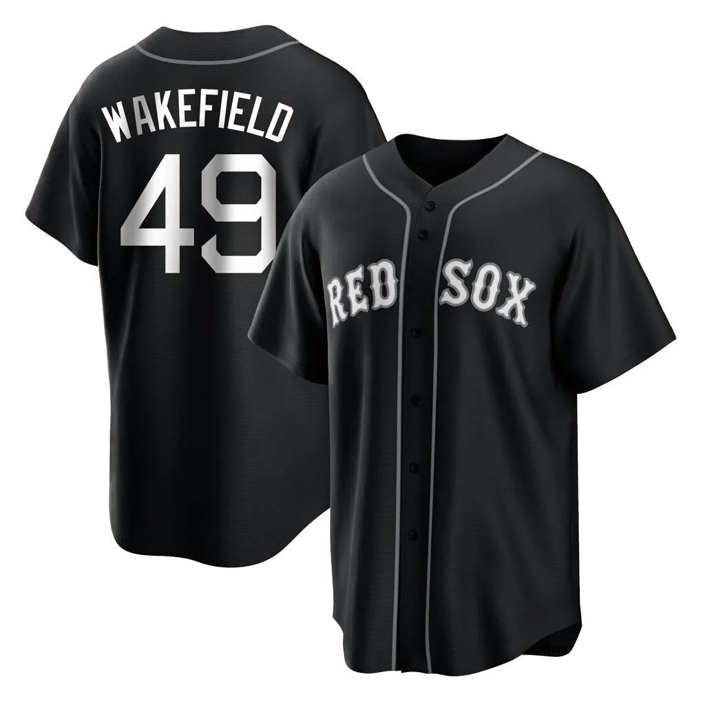 Boles B.Red Sox #49 Tim Wakefield Player Black Home Game Stitched Jerseys