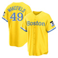 Boles B.Red Sox #49 Tim Wakefield Player Yellow Home Game Stitched Jerseys