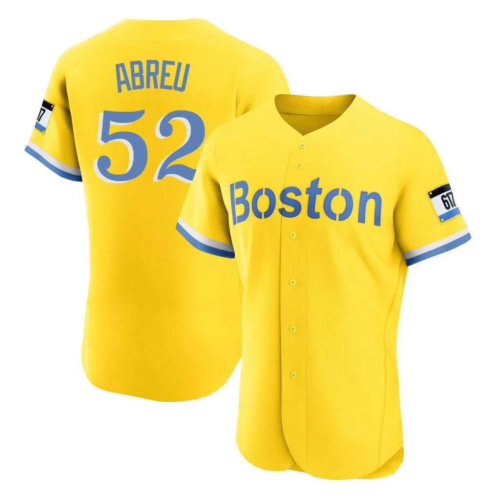 Boles B.Red Sox #52 Wilyer Abreu Player Yellow Limited Elite Home Game Stitched Jerseys