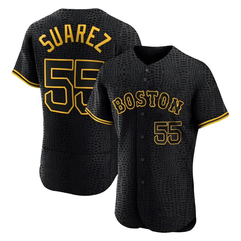 Boles B.Red Sox #55 Ranger Su¨¢rez Player Black Snake Skin City Limited Elite Home Stitched Jerseys