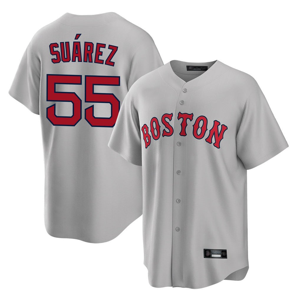 Boles B.Red Sox #55 Ranger Su¨¢rez Player Gray Road Home Game Stitched Jerseys