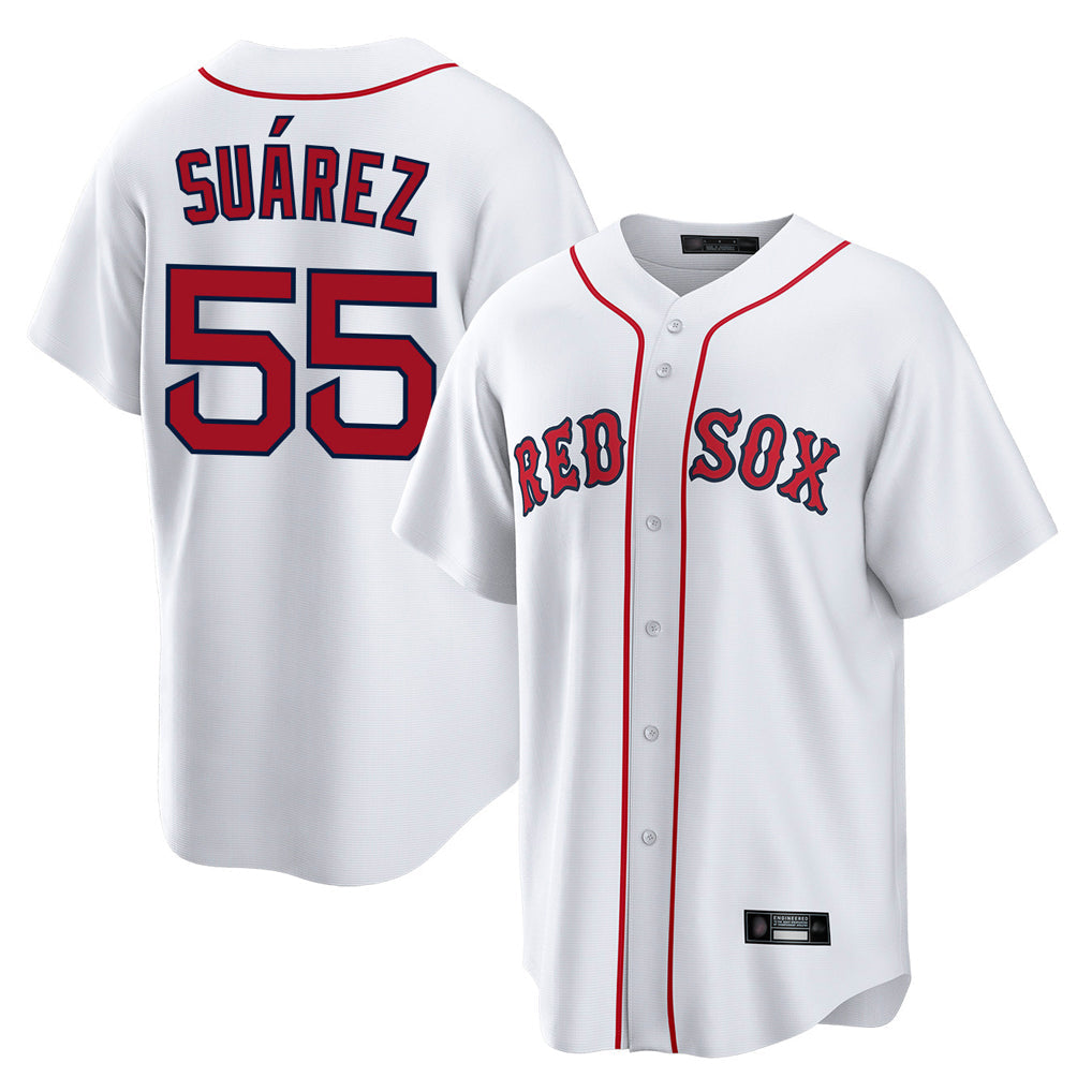 Boles B.Red Sox #55 Ranger Su¨¢rez Player White Home Game Stitched Jerseys