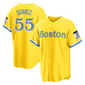 Boles B.Red Sox #55 Ranger Su¨¢rez Player Yellow Home Game Stitched Jerseys