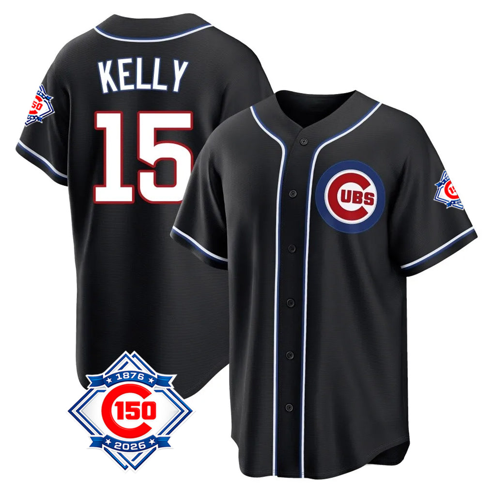Boles C.Cubs #15 Carson Kelly Player Black Fashion Out 150th Anniversary Game Stitched Jerseys