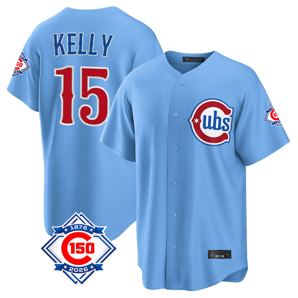 Boles C.Cubs #15 Carson Kelly Player Light Blue 150th Anniversary Home Game Stitched Jerseys