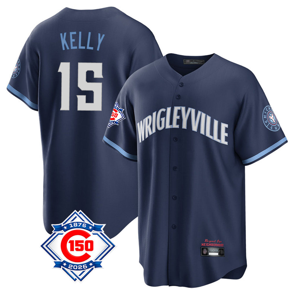 Boles C.Cubs #15 Carson Kelly Player Navy 150th Anniversary City Connect Home Game Stitched Jerseys