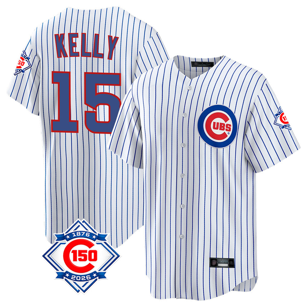 Boles C.Cubs #15 Carson Kelly Player White 150th Anniversary Home Game Stitched Jerseys