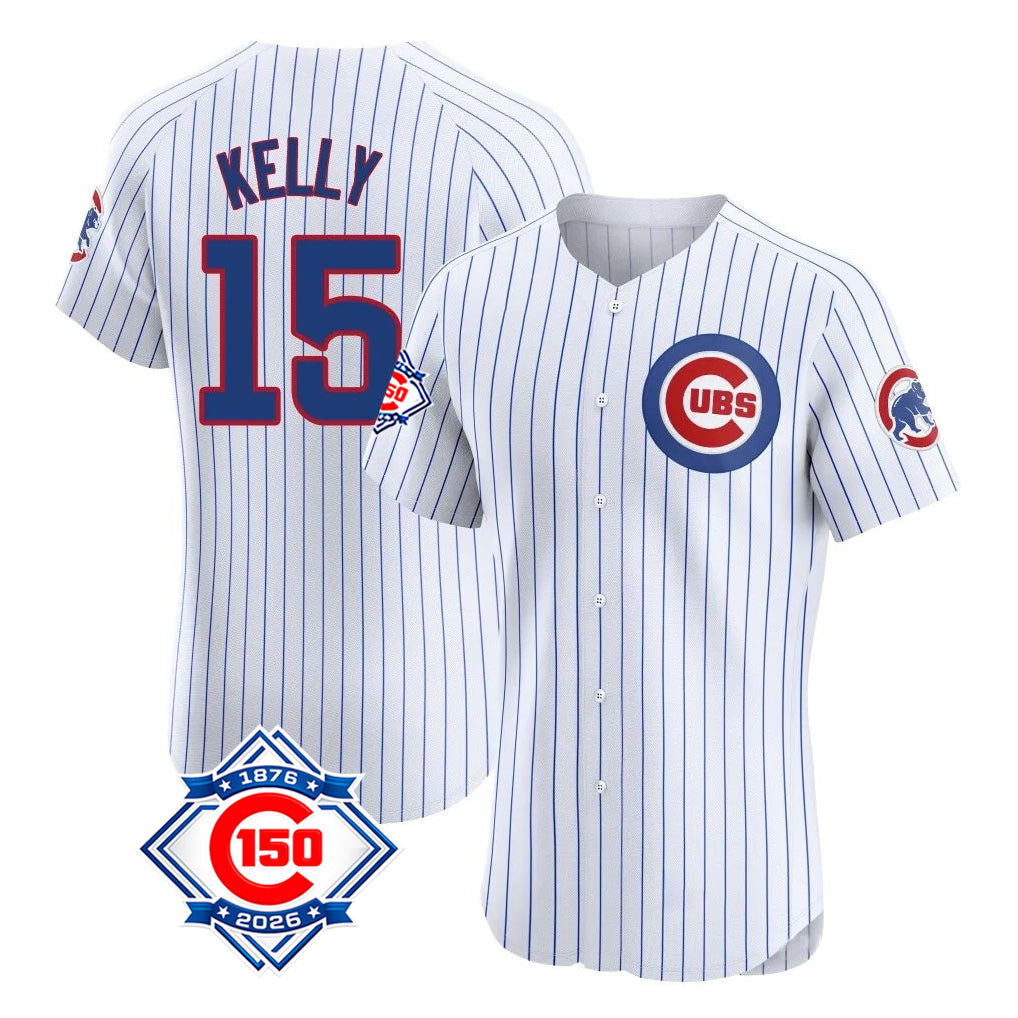 Boles C.Cubs #15 Carson Kelly Player White 150th Anniversary Limited Elite Home Game Stitched Jerseys