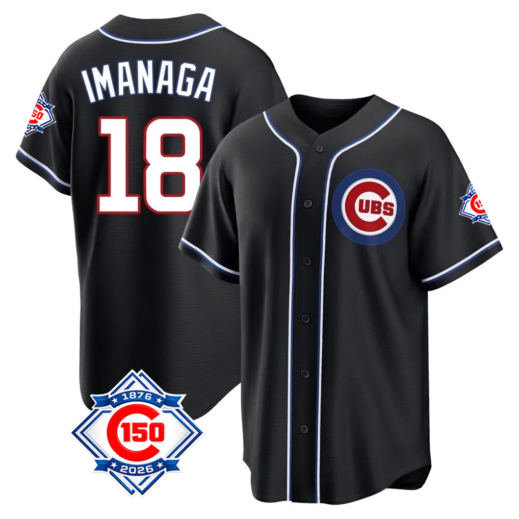 Boles C.Cubs #18 Shota Imanaga Player Black Fashion Out 150th Anniversary Game Stitched Jerseys