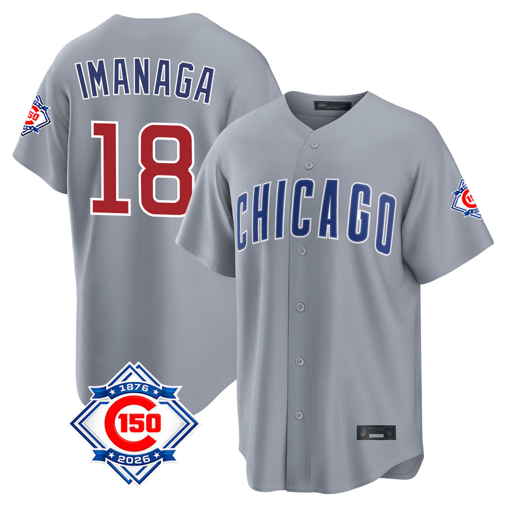 Boles C.Cubs #18 Shota Imanaga Player Gray 150th Anniversary Home Game Stitched Jerseys