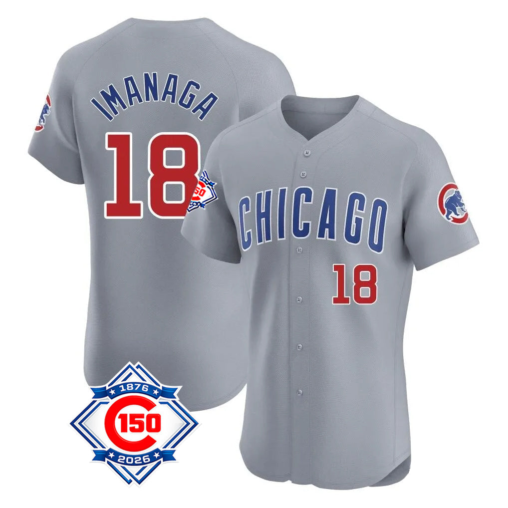 Boles C.Cubs #18 Shota Imanaga Player Gray Road 150th Anniversary Limited Elite Home Stitched Jerseys
