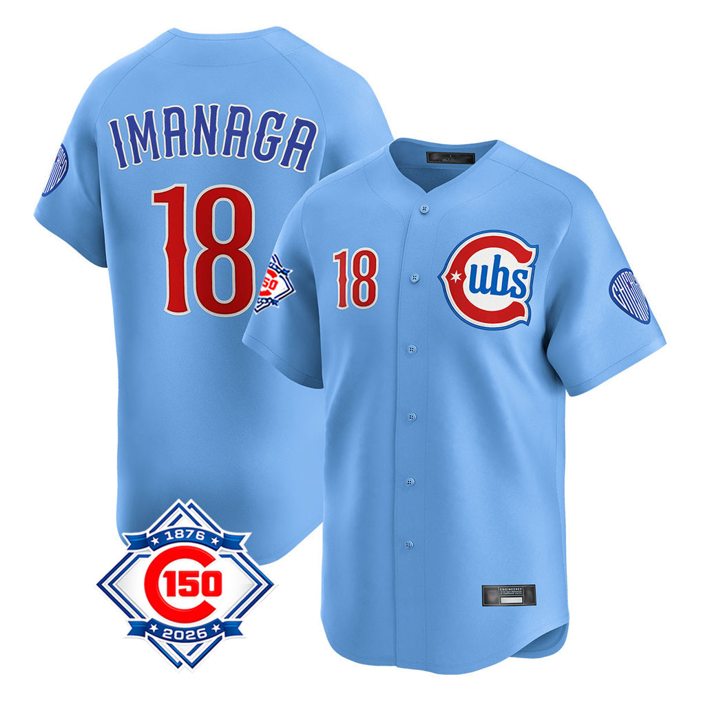 Boles C.Cubs #18 Shota Imanaga Player Light Blue 150th Anniversary Limited Home Stitched Jerseys