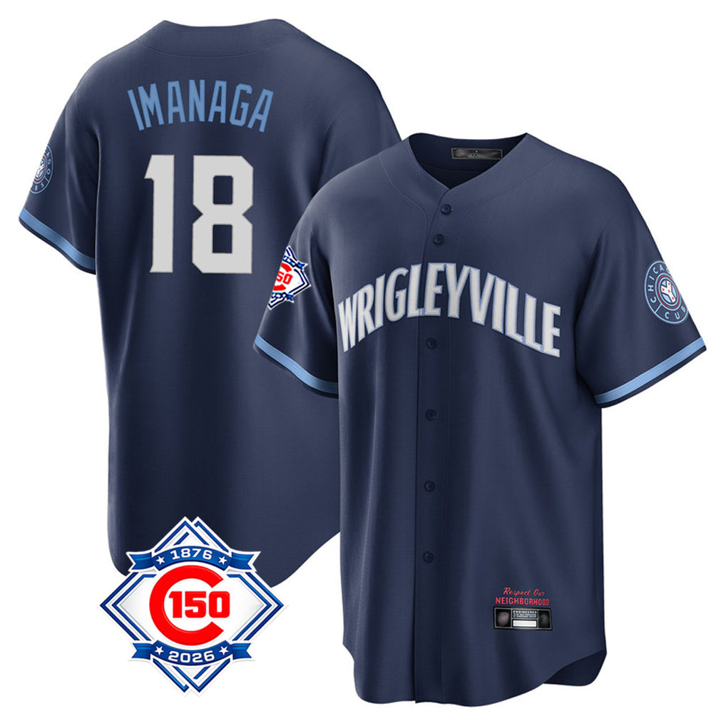 Boles C.Cubs #18 Shota Imanaga Player Navy 150th Anniversary City Connect Home Game Stitched Jerseys
