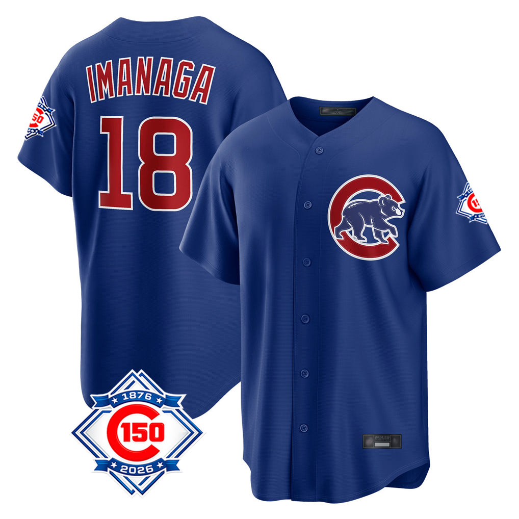 Boles C.Cubs #18 Shota Imanaga Player Royal 150th Anniversary Home Game Stitched Jerseys