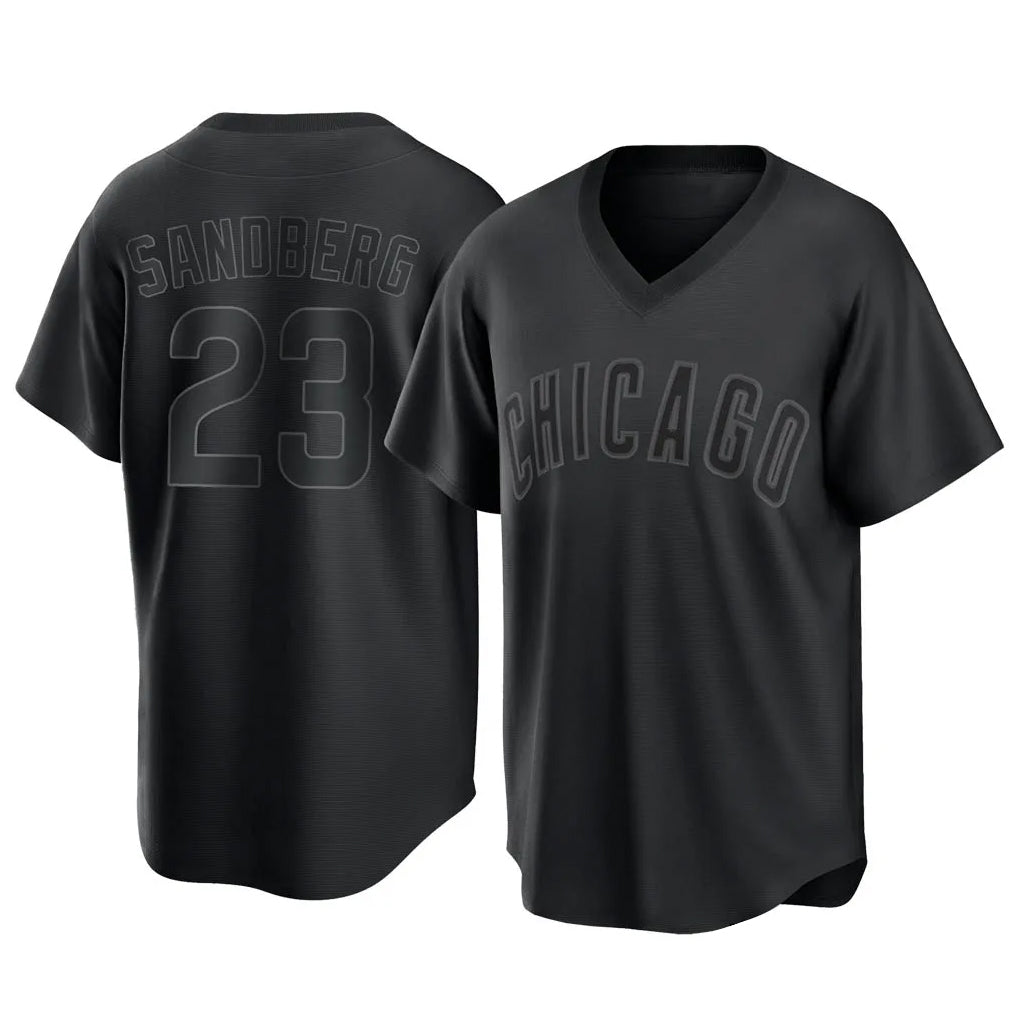 Boles C.Cubs #23 Ryne Sandberg Player Black T-shirt Home Game Stitched Jerseys