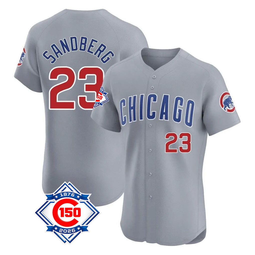 Boles C.Cubs #23 Ryne Sandberg Player Gray Road 150th Anniversary Limited Elite Home Stitched Jerseys