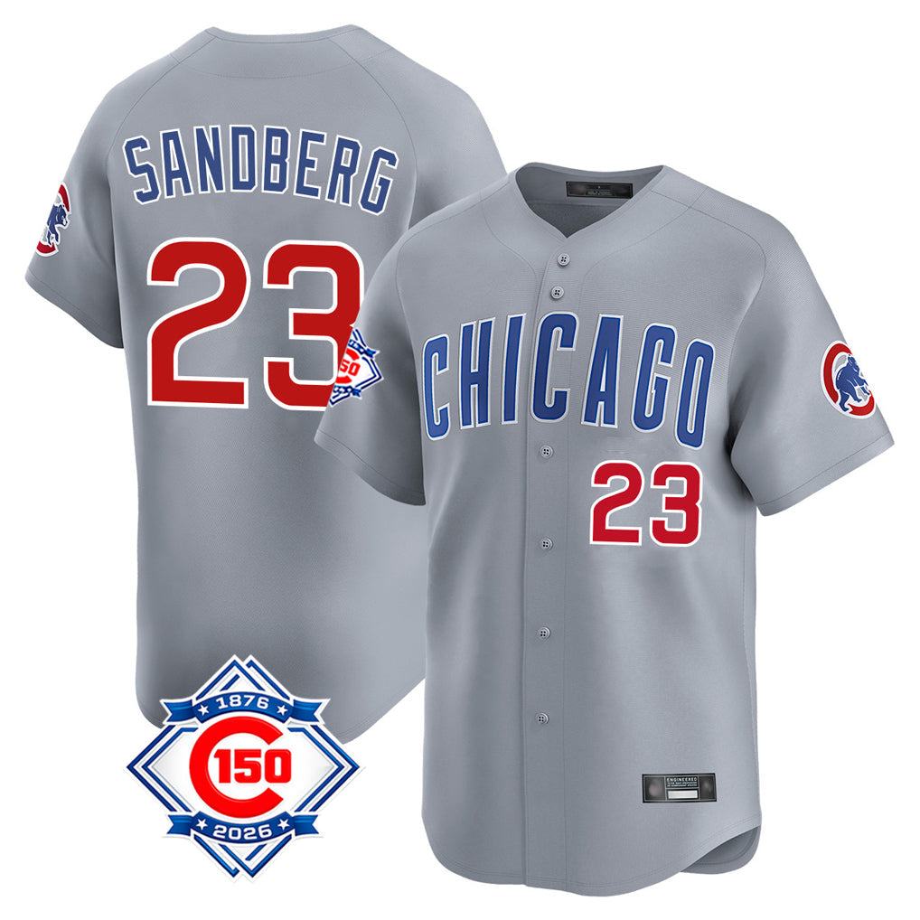 Boles C.Cubs #23 Ryne Sandberg Player Gray Road 150th Anniversary Limited Home Stitched Jerseys