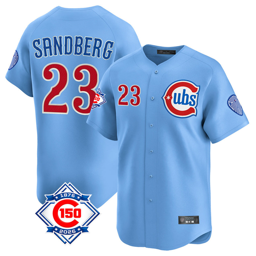 Boles C.Cubs #23 Ryne Sandberg Player Light Blue 150th Anniversary Limited Home Stitched Jerseys