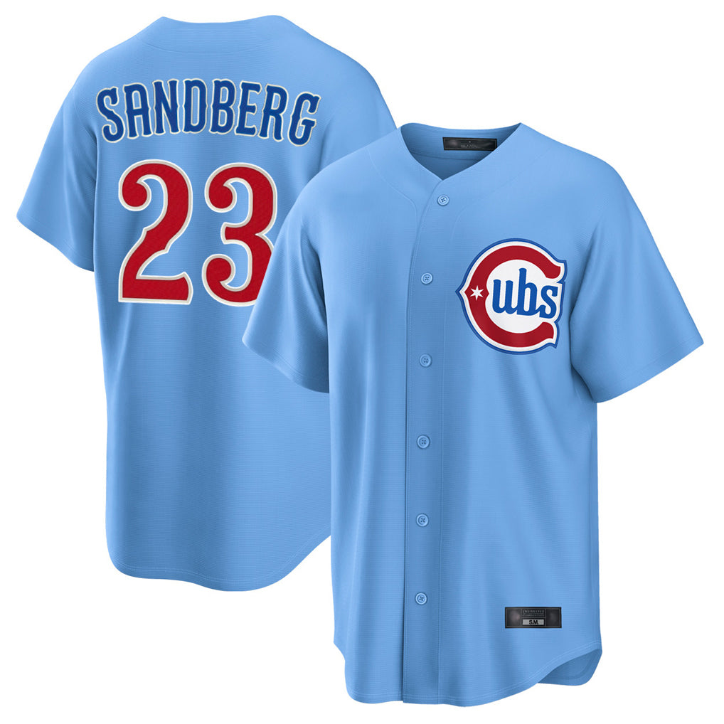 Boles C.Cubs #23 Ryne Sandberg Player Light Blue Home Game Stitched Jerseys