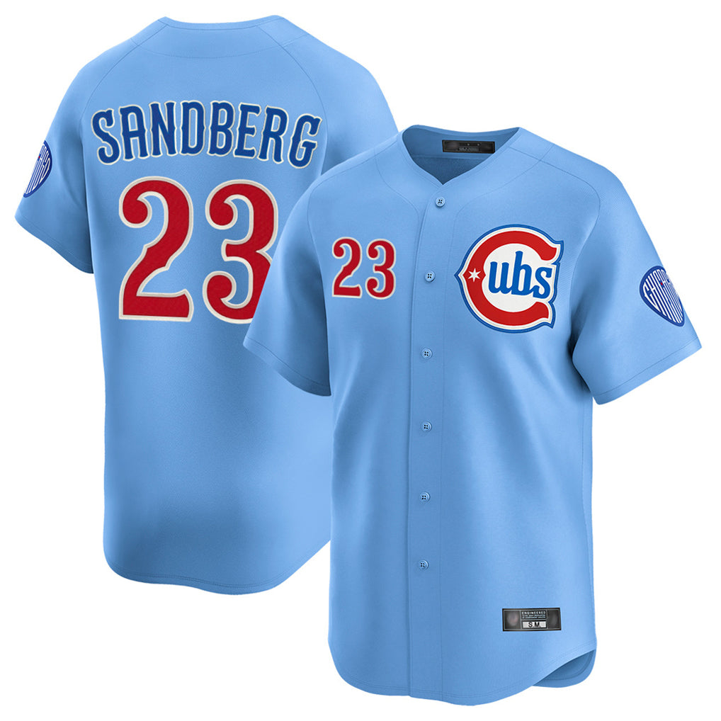 Boles C.Cubs #23 Ryne Sandberg Player Light Blue Limited Home Stitched Jerseys