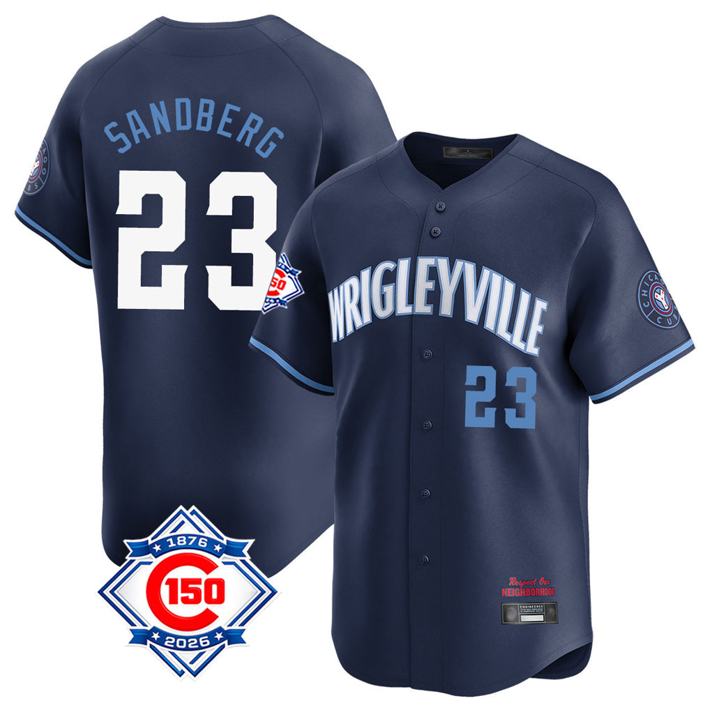 Boles C.Cubs #23 Ryne Sandberg Player Navy City Connect 150th Anniversary Limited Home Stitched Jerseys